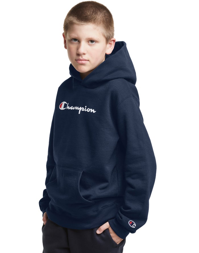 Champion Pullover Script Logo - Poikien Laivastonsininen Huppari - Suomi 9103726-JU